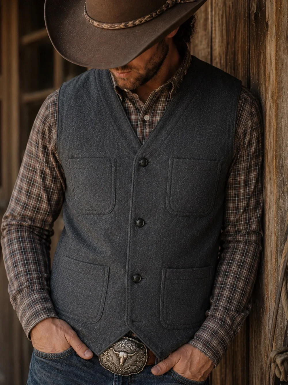 Levi's Gray Wool Blend Utility Vest Quilted Lined Men's XL
